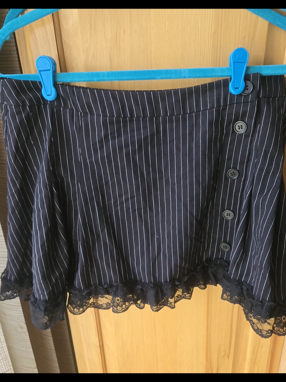 dELiA*s Black Pinstripe Skirt with Subtle White Stripes